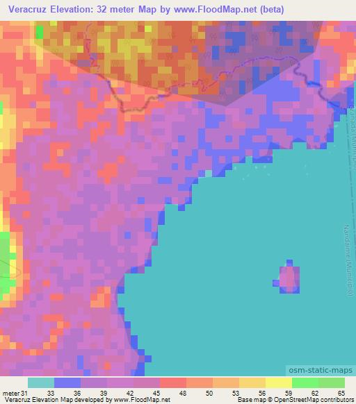 Veracruz,Nicaragua Elevation Map