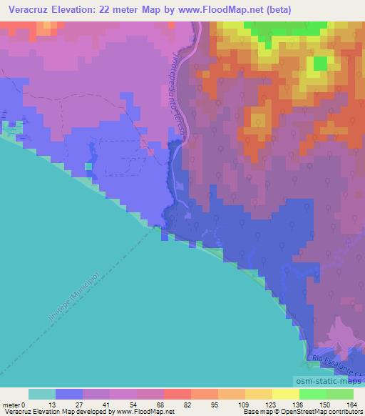 Veracruz,Nicaragua Elevation Map