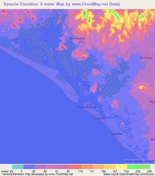 Venecia,Nicaragua Elevation Map