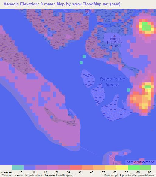 Venecia,Nicaragua Elevation Map
