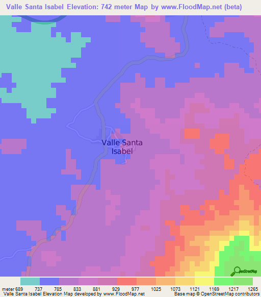 Valle Santa Isabel,Nicaragua Elevation Map
