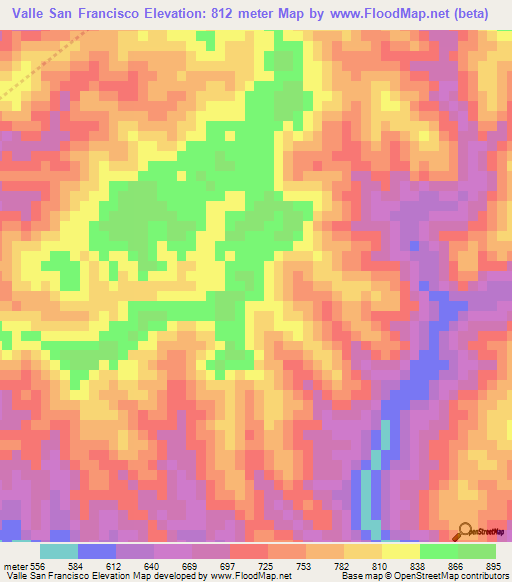 Valle San Francisco,Nicaragua Elevation Map