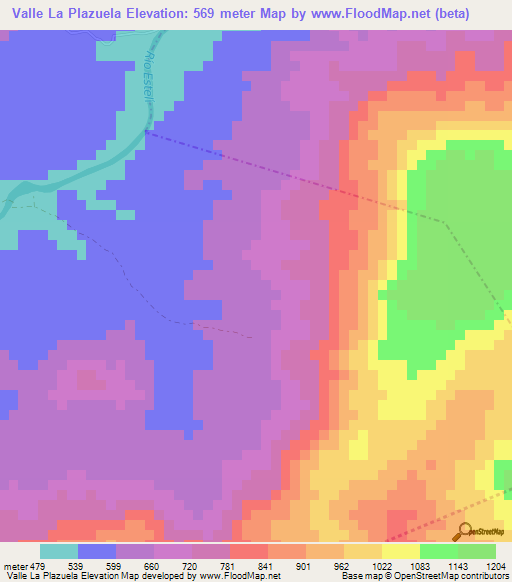 Valle La Plazuela,Nicaragua Elevation Map