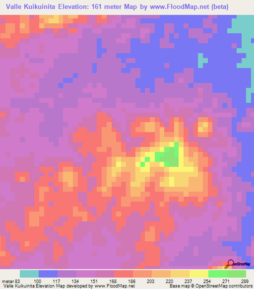 Valle Kuikuinita,Nicaragua Elevation Map