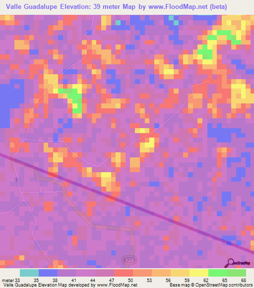 Valle Guadalupe,Nicaragua Elevation Map
