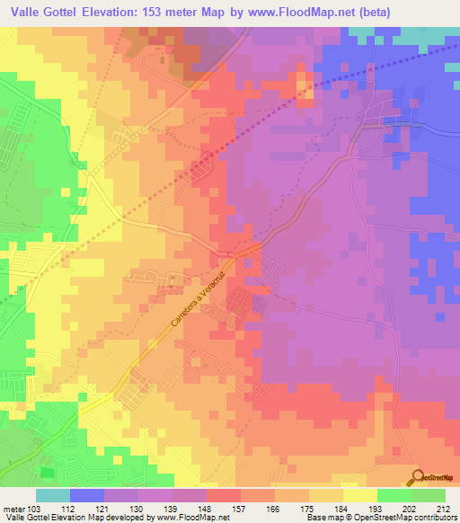 Valle Gottel,Nicaragua Elevation Map