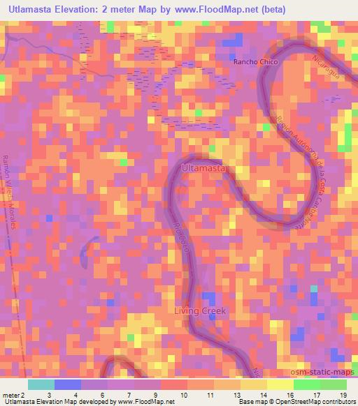 Utlamasta,Nicaragua Elevation Map