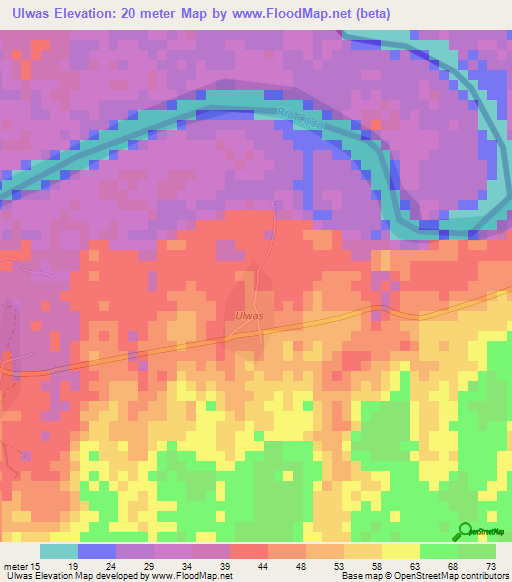 Ulwas,Nicaragua Elevation Map