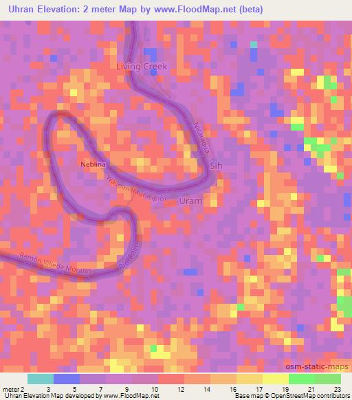 Uhran,Nicaragua Elevation Map