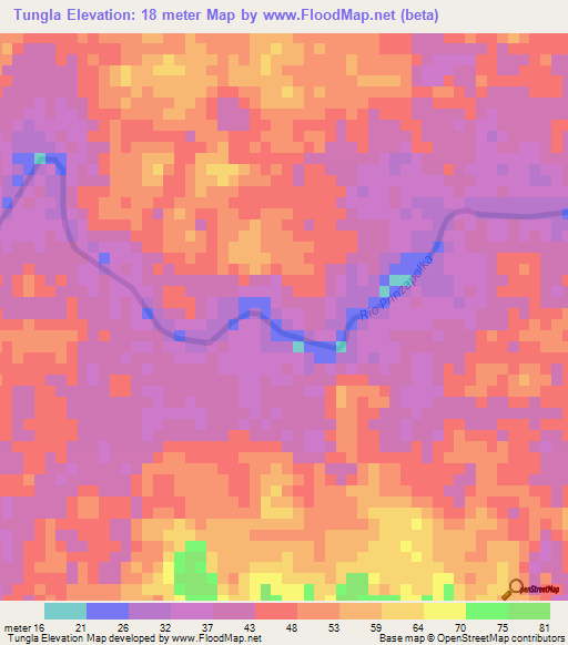 Tungla,Nicaragua Elevation Map