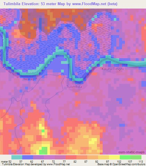 Tulimbila,Nicaragua Elevation Map
