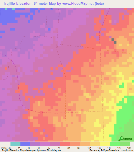 Trujillo,Nicaragua Elevation Map