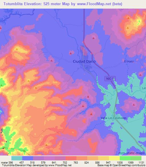 Totumblita,Nicaragua Elevation Map
