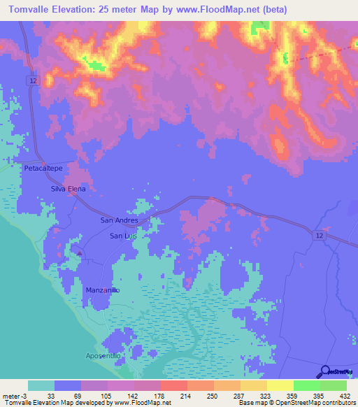 Tomvalle,Nicaragua Elevation Map