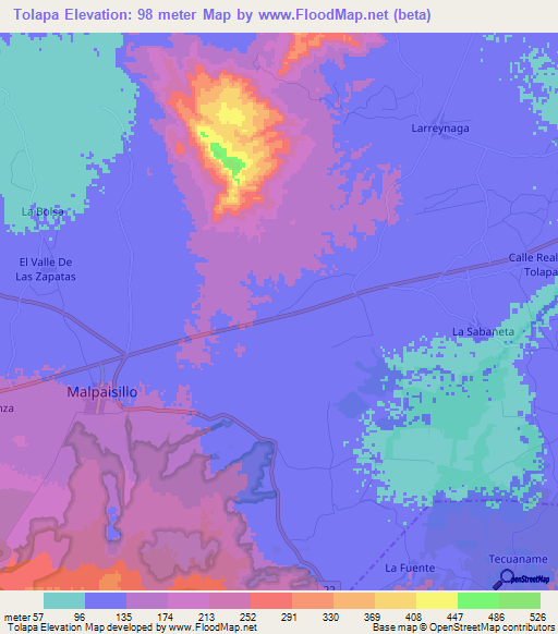 Tolapa,Nicaragua Elevation Map