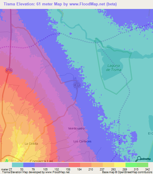 Tisma,Nicaragua Elevation Map