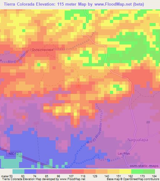 Tierra Colorada,Nicaragua Elevation Map