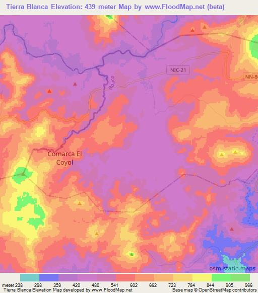 Tierra Blanca,Nicaragua Elevation Map