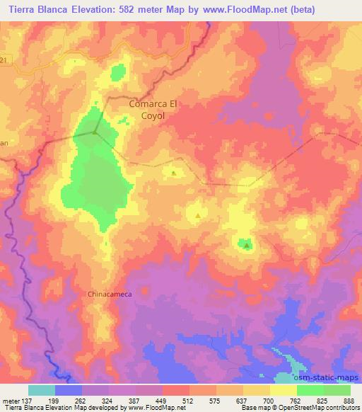 Tierra Blanca,Nicaragua Elevation Map