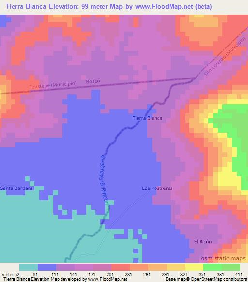 Tierra Blanca,Nicaragua Elevation Map