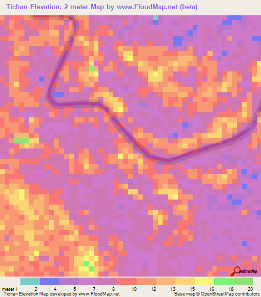 Tichan,Nicaragua Elevation Map