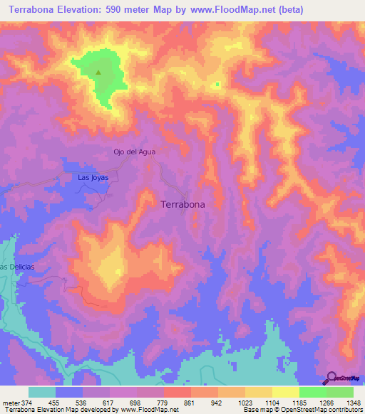Terrabona,Nicaragua Elevation Map