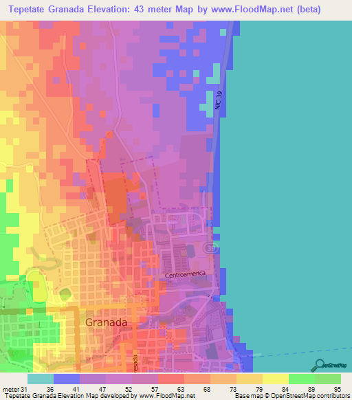 Tepetate Granada,Nicaragua Elevation Map