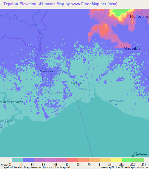 Tepalon,Nicaragua Elevation Map