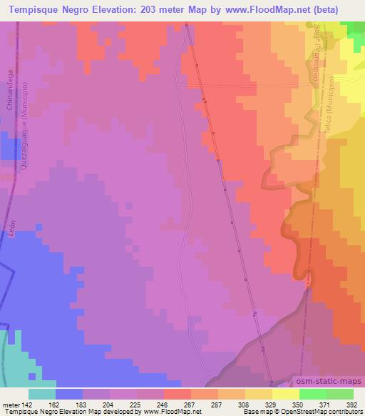 Tempisque Negro,Nicaragua Elevation Map