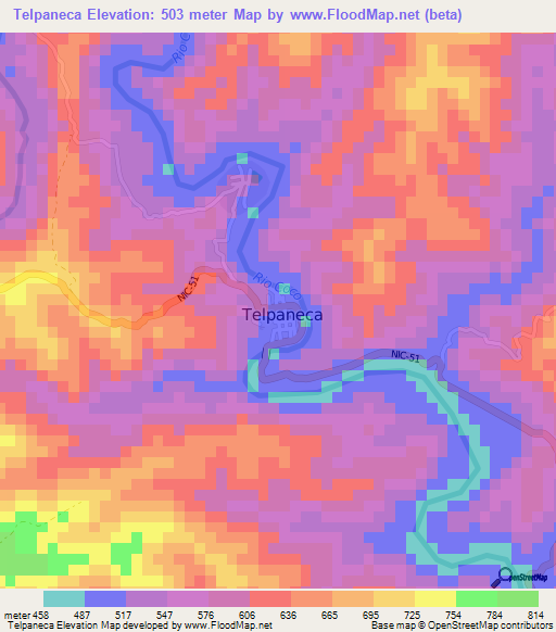 Telpaneca,Nicaragua Elevation Map