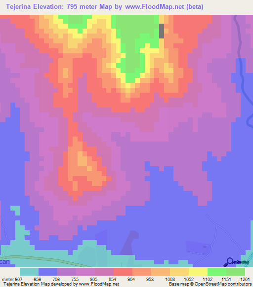 Tejerina,Nicaragua Elevation Map