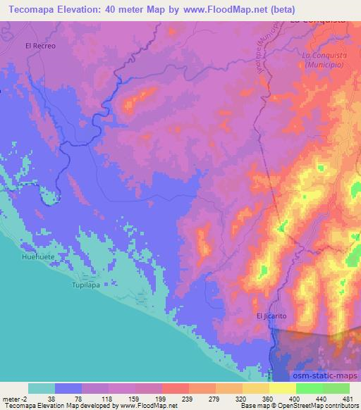 Tecomapa,Nicaragua Elevation Map