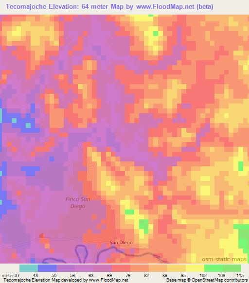 Tecomajoche,Nicaragua Elevation Map