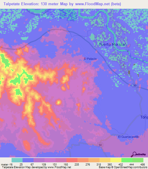Talpetate,Nicaragua Elevation Map