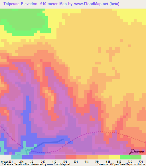 Talpetate,Nicaragua Elevation Map