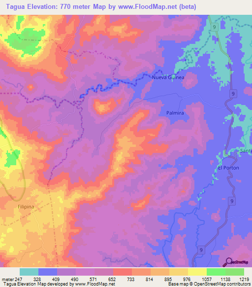 Tagua,Nicaragua Elevation Map