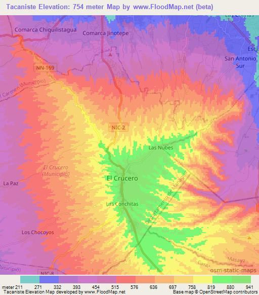 Tacaniste,Nicaragua Elevation Map