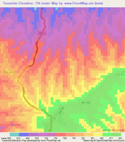 Tacaniste,Nicaragua Elevation Map