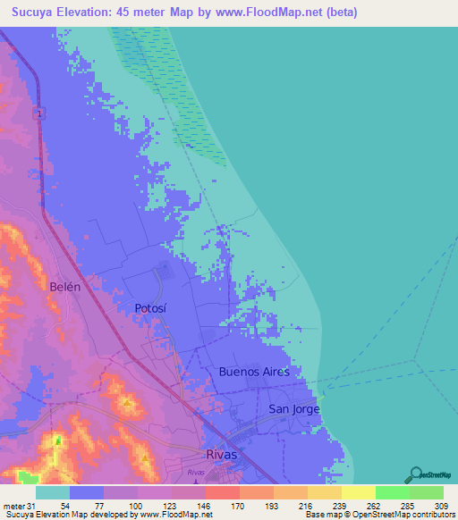 Sucuya,Nicaragua Elevation Map