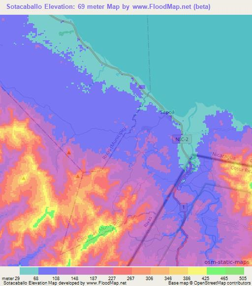 Sotacaballo,Nicaragua Elevation Map