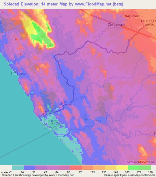 Soledad,Nicaragua Elevation Map