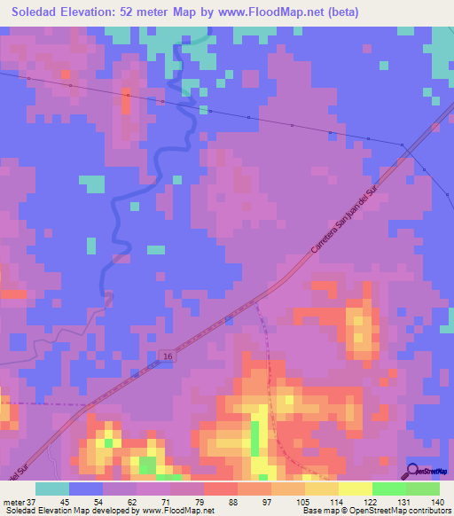 Soledad,Nicaragua Elevation Map