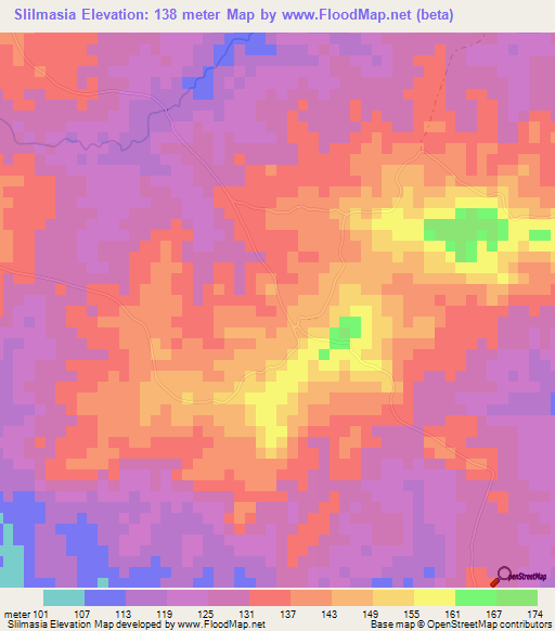 Slilmasia,Nicaragua Elevation Map