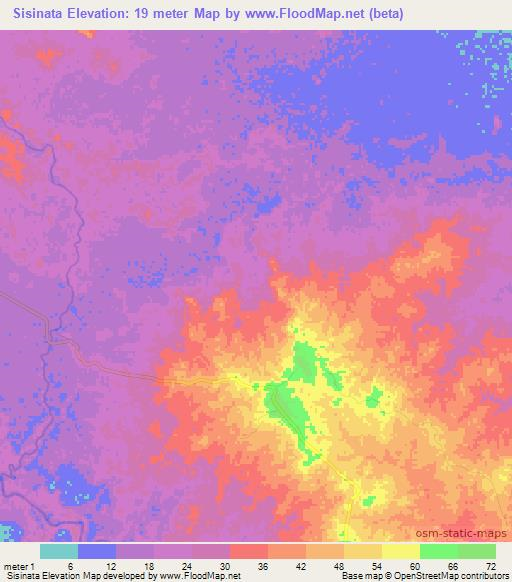 Sisinata,Nicaragua Elevation Map