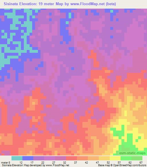 Sisinata,Nicaragua Elevation Map