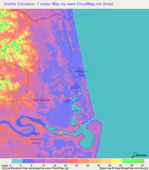Sinkita,Nicaragua Elevation Map