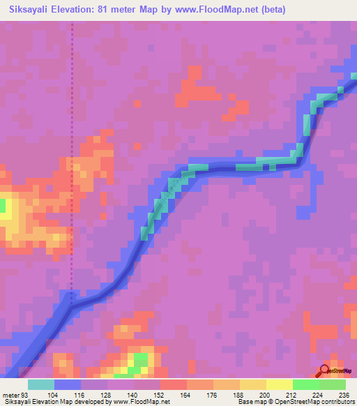Siksayali,Nicaragua Elevation Map