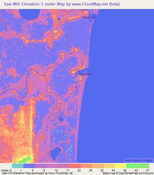 Saw Mill,Nicaragua Elevation Map