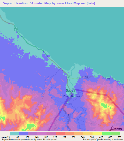 Sapoa,Nicaragua Elevation Map