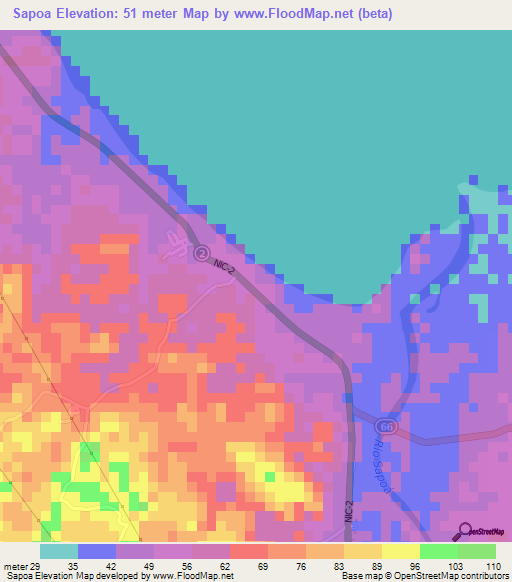 Sapoa,Nicaragua Elevation Map